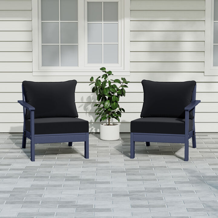 WestinTrends Outdoor Patio HDPE Loveseat Sofa with Patio Cushions