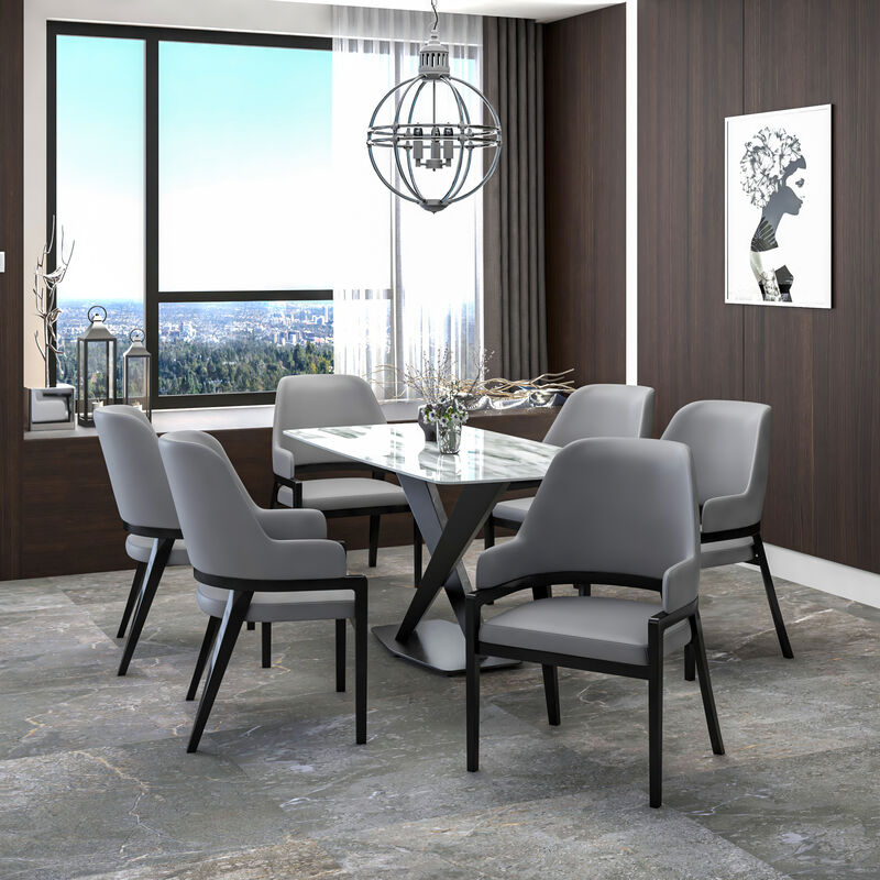 Leisuremod Ethora Collection Modern Wooden Dining Chair in Light Toupe Set of 2