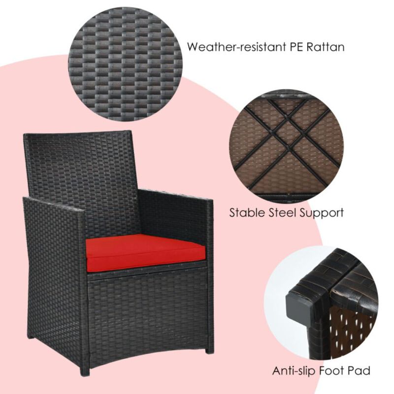 Hivvago 3 Pieces Patio Rattan Furniture Set with Cushion and Sofa Armrest