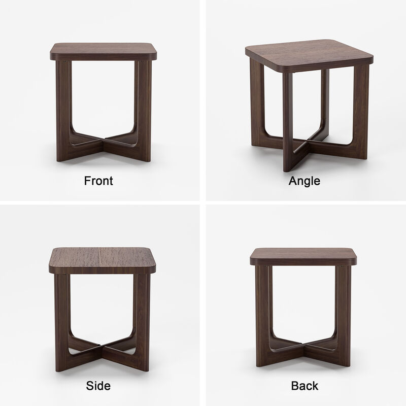 Aydan 24 in. Walnut Color Square Solid Wood Oak Coffee Table Side Table