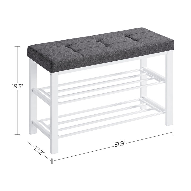 3-Tier Shoe Bench with Foam Padded Seat - Entryway Storage Organizer