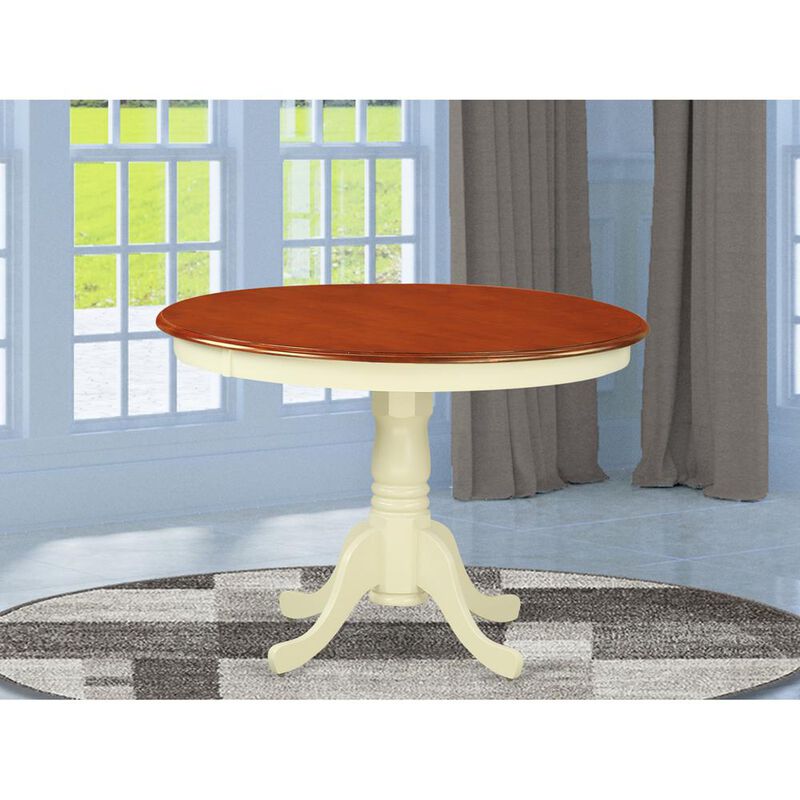 East West Furniture Hartland  Table  42  diameter  Round    Table  -Buttermilk  and  Cherry  Finish