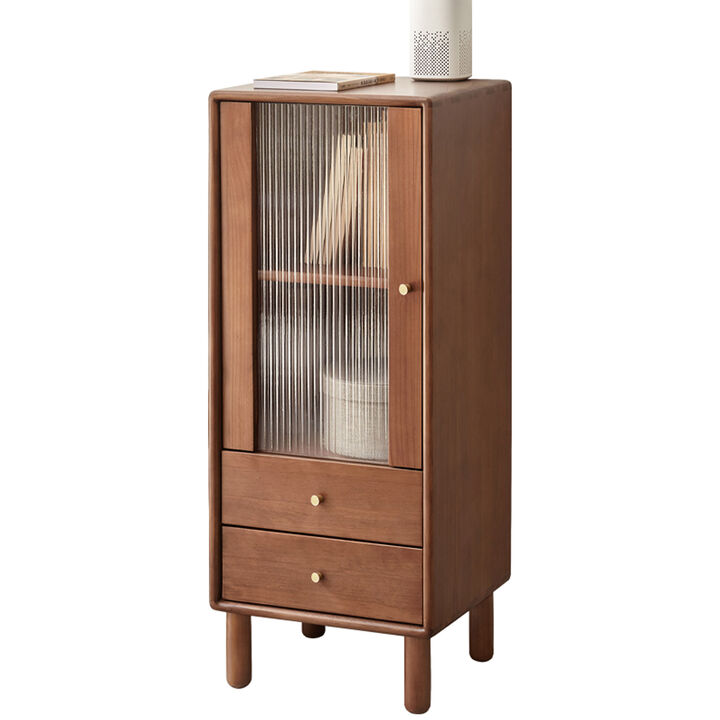 Vintage Walnut Free-Standing Corner Cabinet