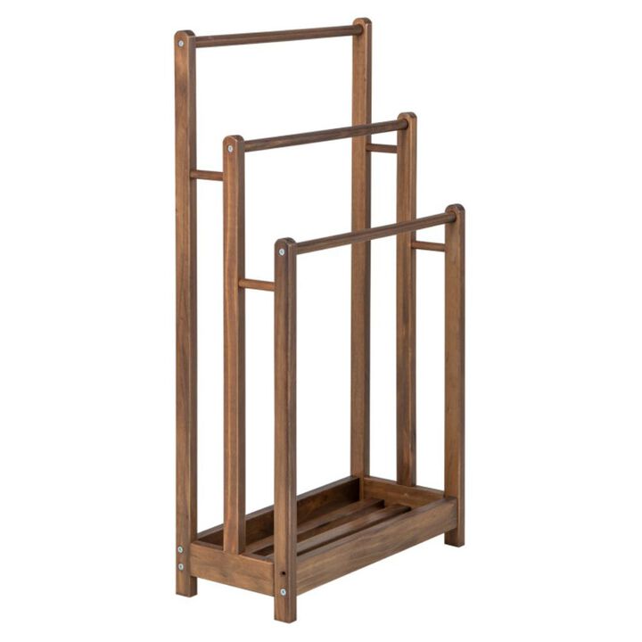 Hivvago Freestanding Towel Rack 3-Bar Hand Towel Drying Stand with Bottom Storage Shelf