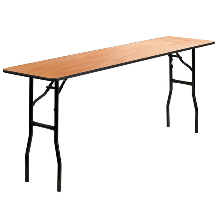 Flash Furniture 6-Foot Wood Folding Table with Smooth Clear Coated Finished Top