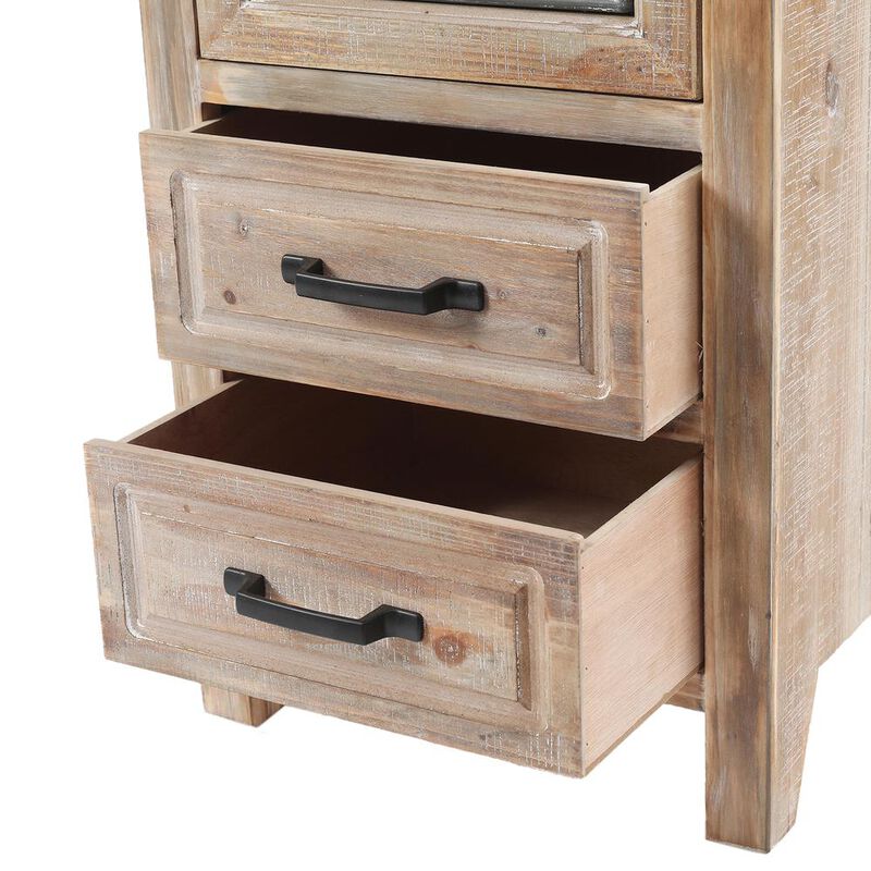 LuxenHome Metal and Wood Tall Tower Cabinet