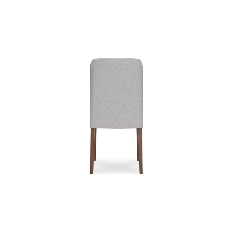 Jeyn Dining Side Chair Set of 2, Solid Hardwood, Light Gray Polyester - Benzara