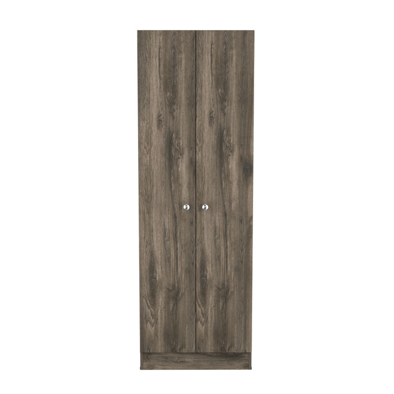 Buxton Rectangle 2-Door Storage Tall Cabinet Dark Brown And Black Wengue