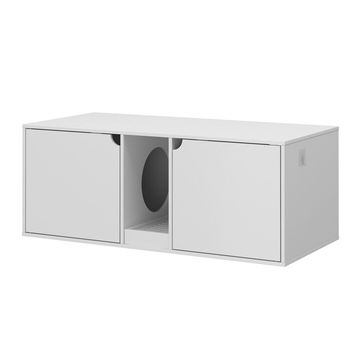 FUFU&GAGA Modern Cat House Furniture, (43.3”W x 16.9”D x 20.5”H), White