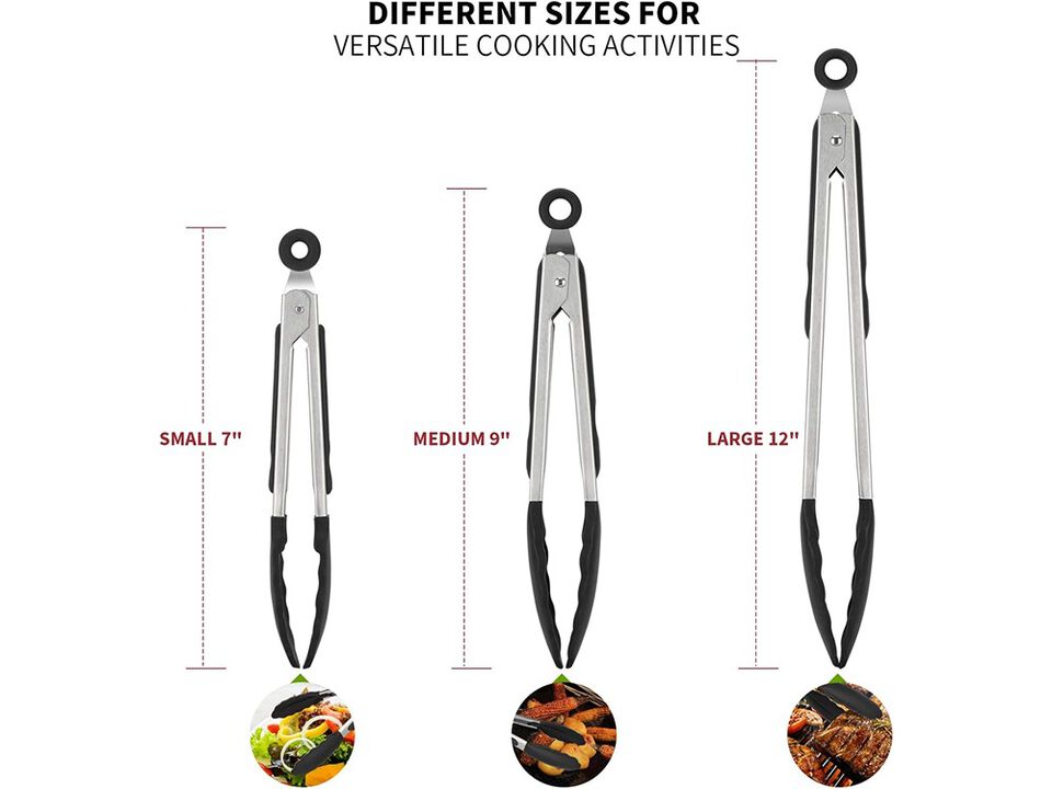 U-Taste  Cooking Tongs, with 600ºF High Heat-Resistant Non-Stick Silicone Tips