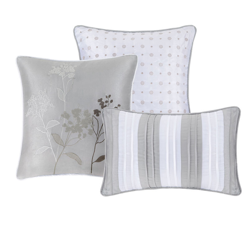 Gracie Mills Doyle Modern 7-Piece Wrinkle-Texture Stripe Comforter Set - Queen