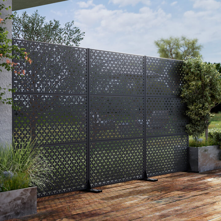 47in. W x 72in. H  Garden Fence Outdoor Privacy Screen  in Black