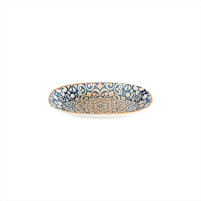 Alhambra 9.5" x 5.5" x h:1.25" Oval Decorated Porcelain Platter (Set of 2)