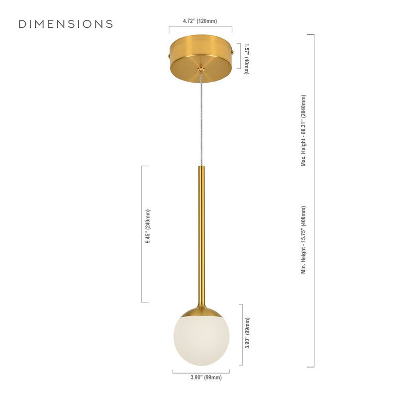 VONN Lighting 1-Light Integrated LED Height Adjustable Pendant Lighting