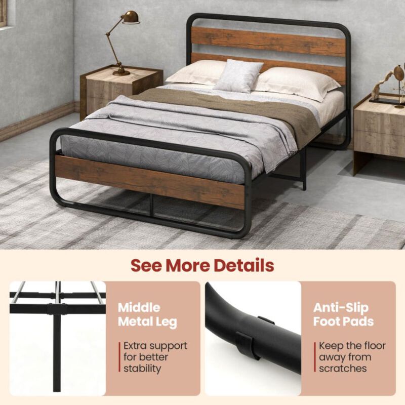 Hivvago Arc Platform Bed with Headboard and Footboard
