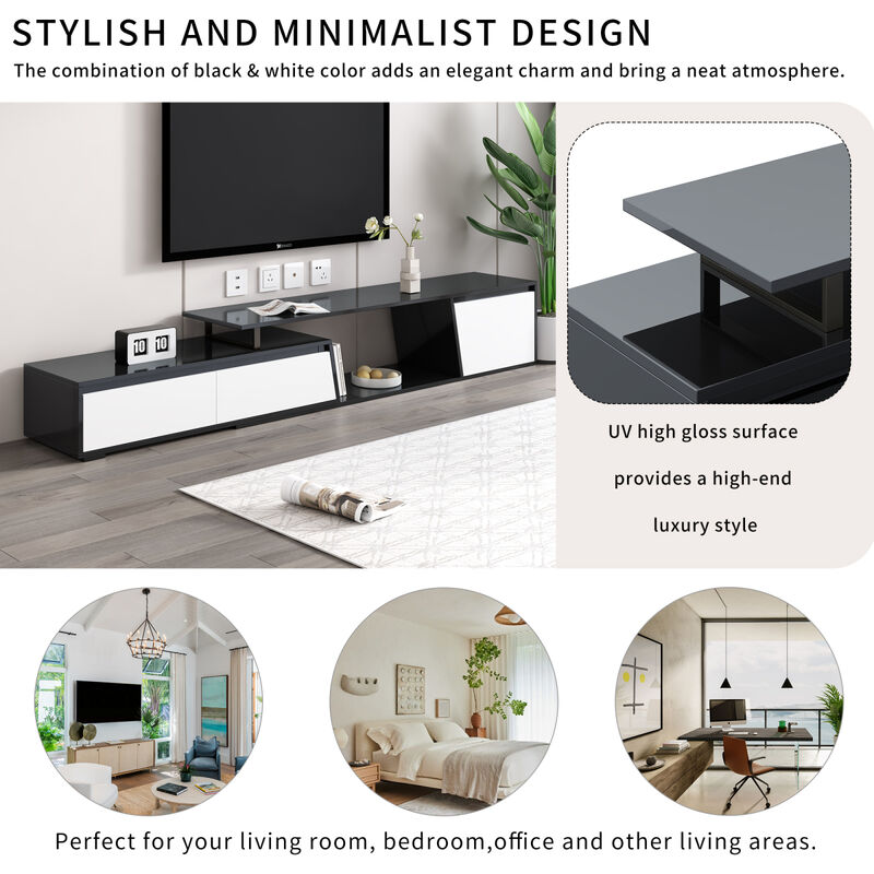 Rectangle TV Stand, 2 Drawers, 1 Cabinet, Up to 100"