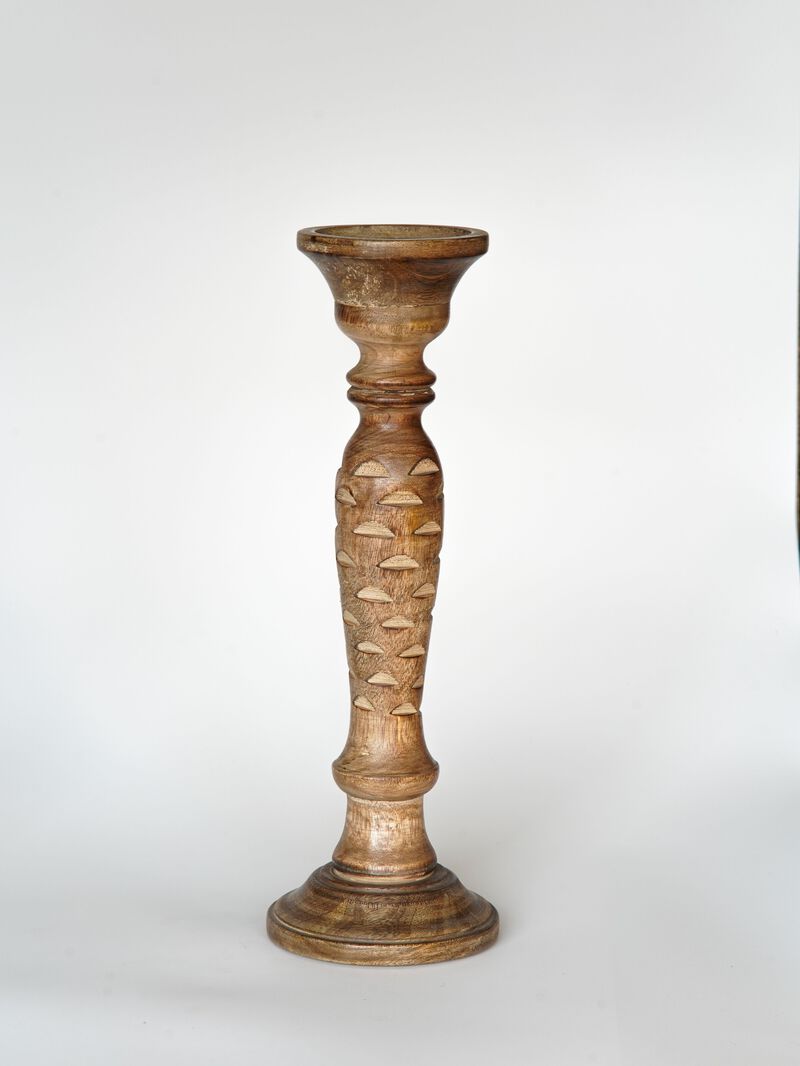 BBH Homes Traditional Medium Burnt Eco-friendly Handmade Mango Wood Set Of Four 6",9",12" & 15" Pillar Candle Holder