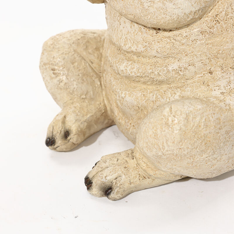 LuxenHome Baseball Fan Puppy Dog with Skateboard Sculpture Resin Statue, Indoor and Outdoor