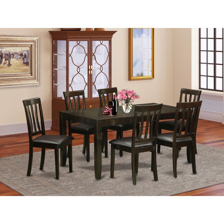 East West Furniture 7  PC  Dining  room  set-Dining  Table  with  Leaf  and  6  Dining  Chairs
