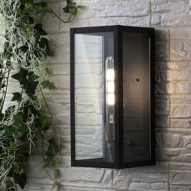 Berlin 1-Light Modern Industrial Rectangular Iron/Glass LED Outdoor Sconce
