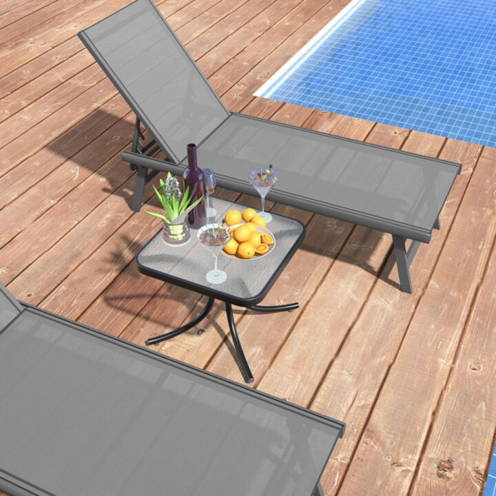 Hivvago Tempered Glass Top Patio Table with Heavy-duty Metal Frame for Garden Poolside-Black