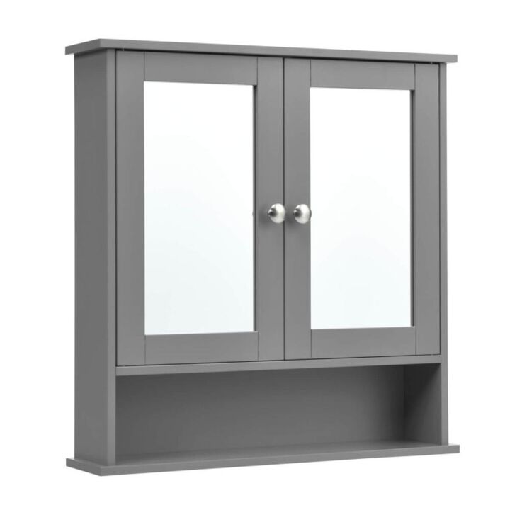 Hivvago Double Door Wall-Mounted Bathroom Mirror Cabinet with Storage Shelf Hivvago Double Door Wall-Mounted Bathroom Mirror Cabinet with Storage Shelf