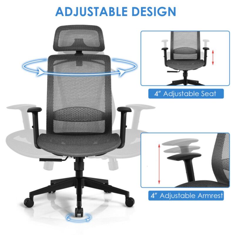 Hivvago Height Adjustable Ergonomic High Back Mesh Office Chair with Hange