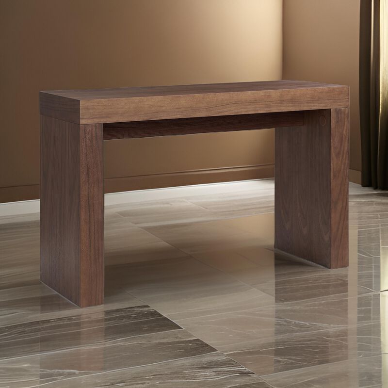 Libi 47 Inch Console Table, Minimalist Rectangular Top, Lacquered Brown - Benzara