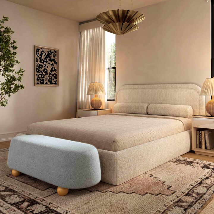 Jaine Forest Green Loose Mohair Large Ottoman
