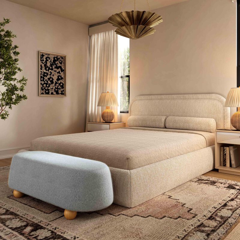 Jaine Forest Green Loose Mohair Large Ottoman