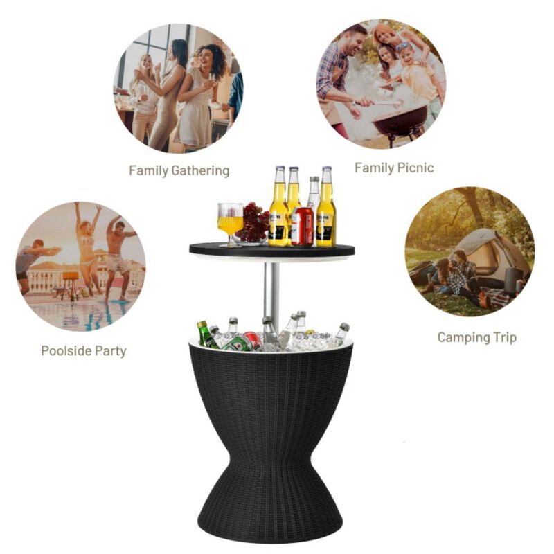 Hivvago 3 Pieces Outdoor Rattan Bar Table with Extendable Tabletop