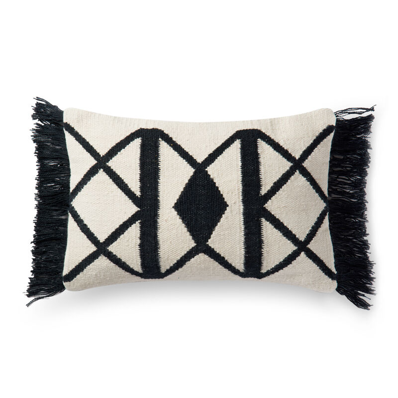 P0503 Black/Ivory 13"x21" Down Pillow