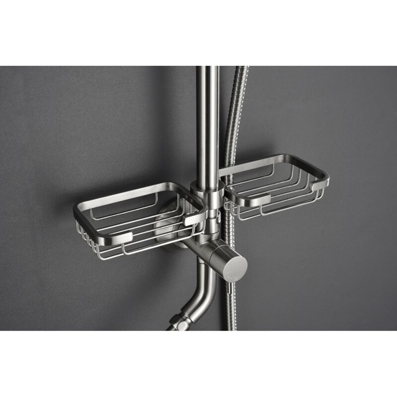 Matte Black Shower System: Rain Showerhead, Hand Shower, Slide Bar, Soap Dish