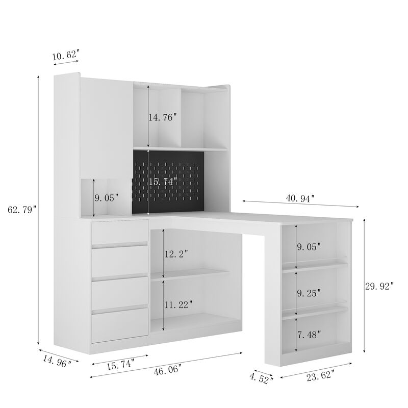 Space-Saving L-Shaped Desk with Ample Workspace, Built-In Charging Station