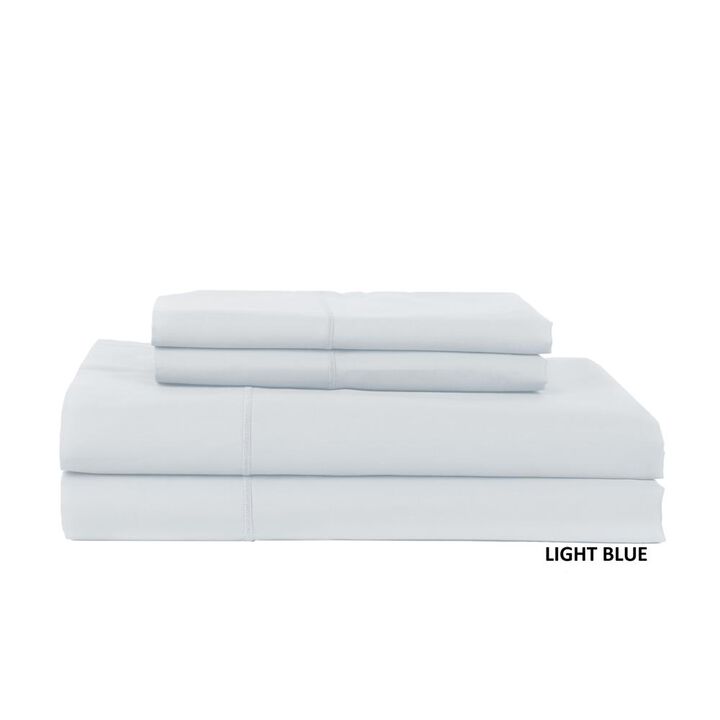 Hotel Concepts 500 Thread Count Sateen Sheet - 4 Piece Set - King, Lite Blue