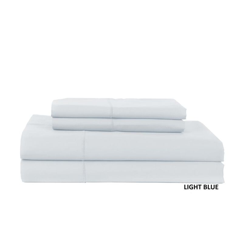 Hotel Concepts 500 Thread Count Sateen Sheet - 4 Piece Set - King, Lite Blue