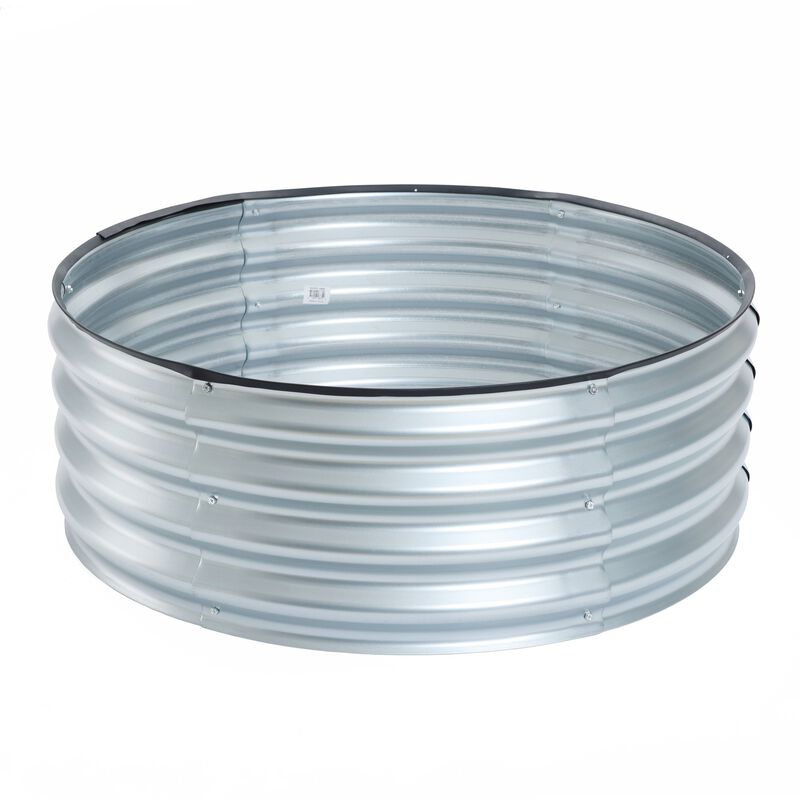 LuxenHome 35.38in Round Galvanized Steel Raised Garden Bed