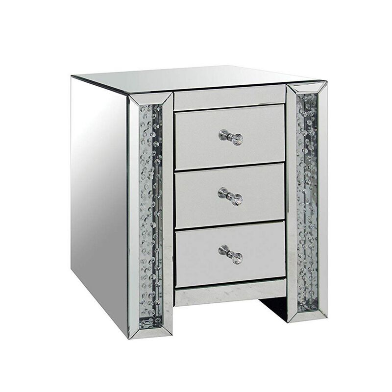 Nysa End Table, Mirrored-Benzara