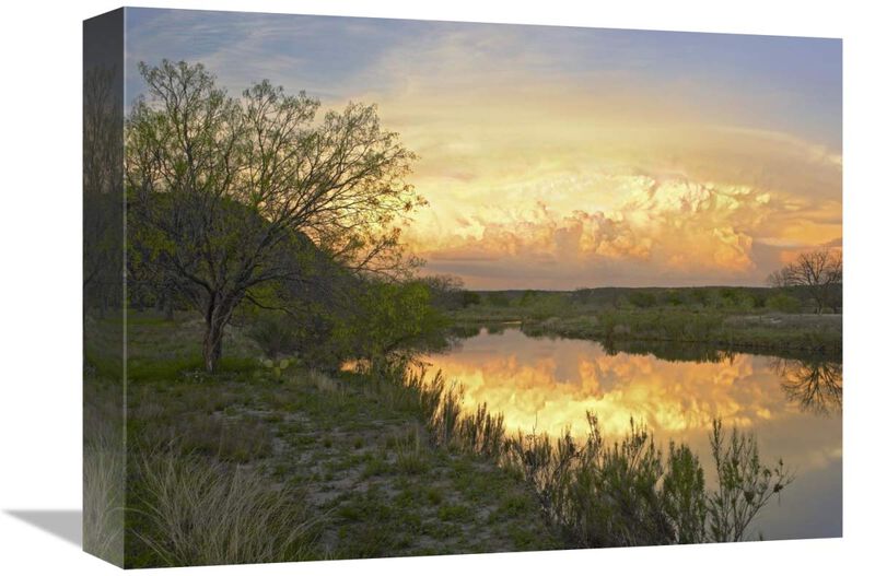 Storm clouds over South Llano River, South Llano River State Park, Texas-Canvas Art-16x12