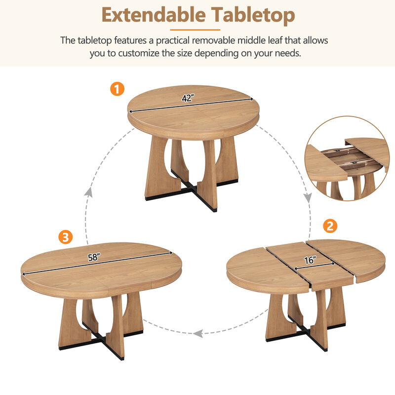 Merax Retro Rustic Functional 5 Pieces Dining Set