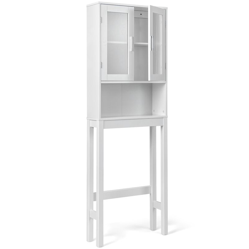 Costway Wooden Over The Toilet Storage Cabinet Spacesaver Organizer Bathroom Tower Rack