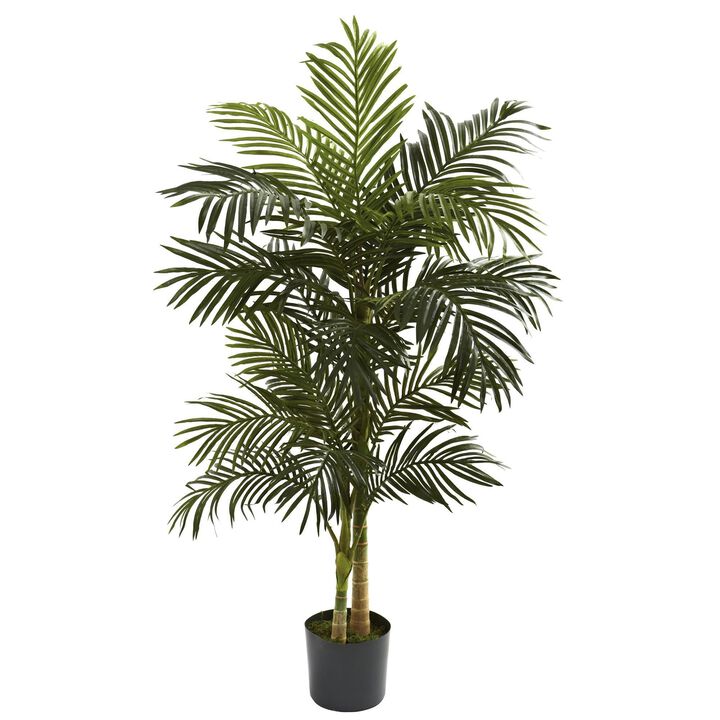 Nearly Natural 5-ft Golden Cane Palm Tree x 2 w/18 Lvs
