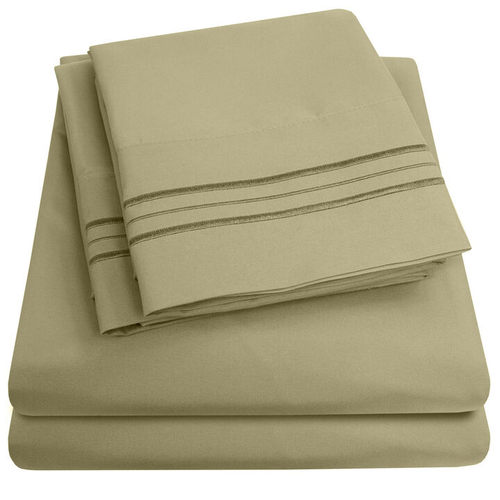 5 Piece Sheet Set, Ultra Soft 1800 Series Collection - Split King, Royal Blue