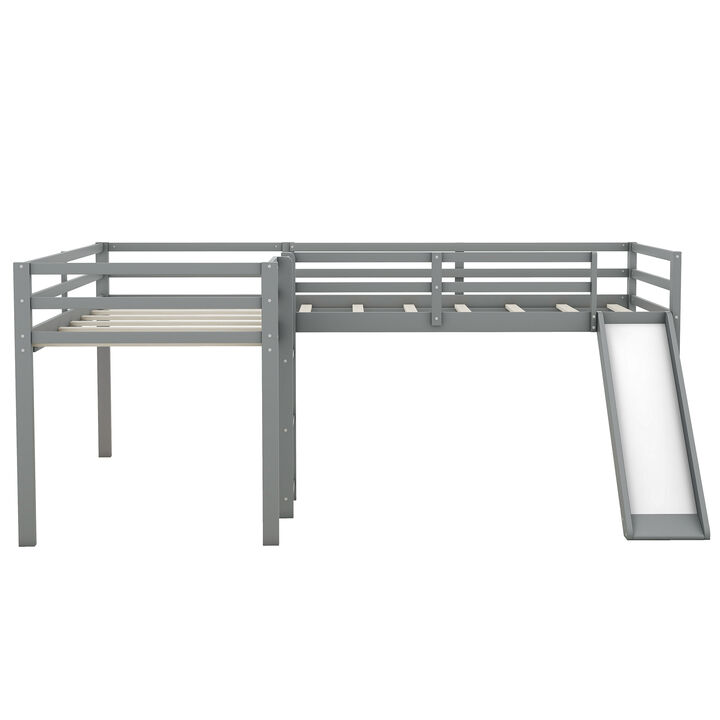Merax L-Shaped Loft Bed with Ladder and Slide