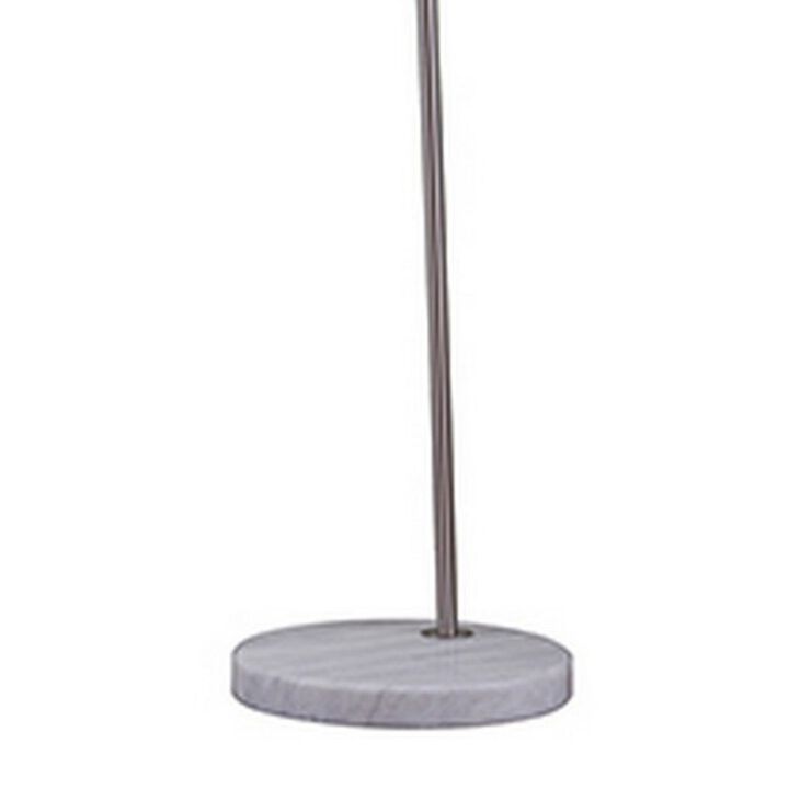 Floor Lamp with Curved Metal Frame and Drum Shade, Silver-Benzara