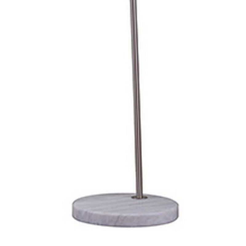 Floor Lamp with Curved Metal Frame and Drum Shade, Silver-Benzara