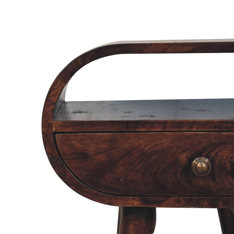 Artisan Furniture Solid Wood California Walnut Circular Bedside with Open Slot