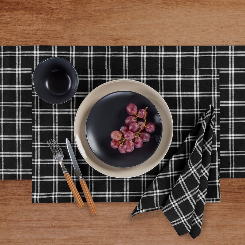Solino Home 100% Pure Linen 14 x 19 Inch Placemats Set of 4 | Marseille Plaid