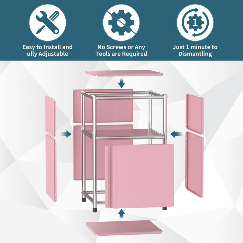 Mega Casa Metal Nightstand Side Table Pink