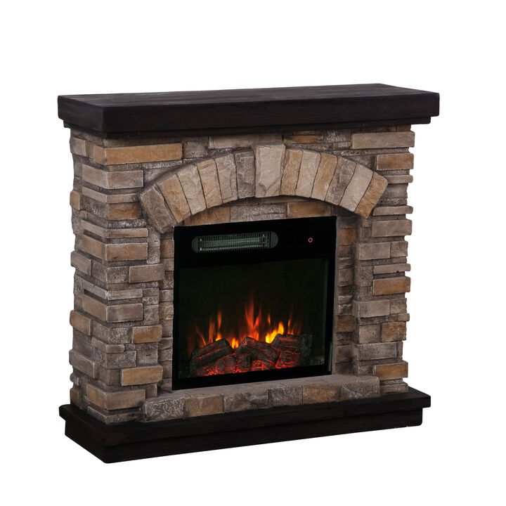 FESTIVO 36" Faux Stone Freestanding Electric Fireplace w/ Remote Control